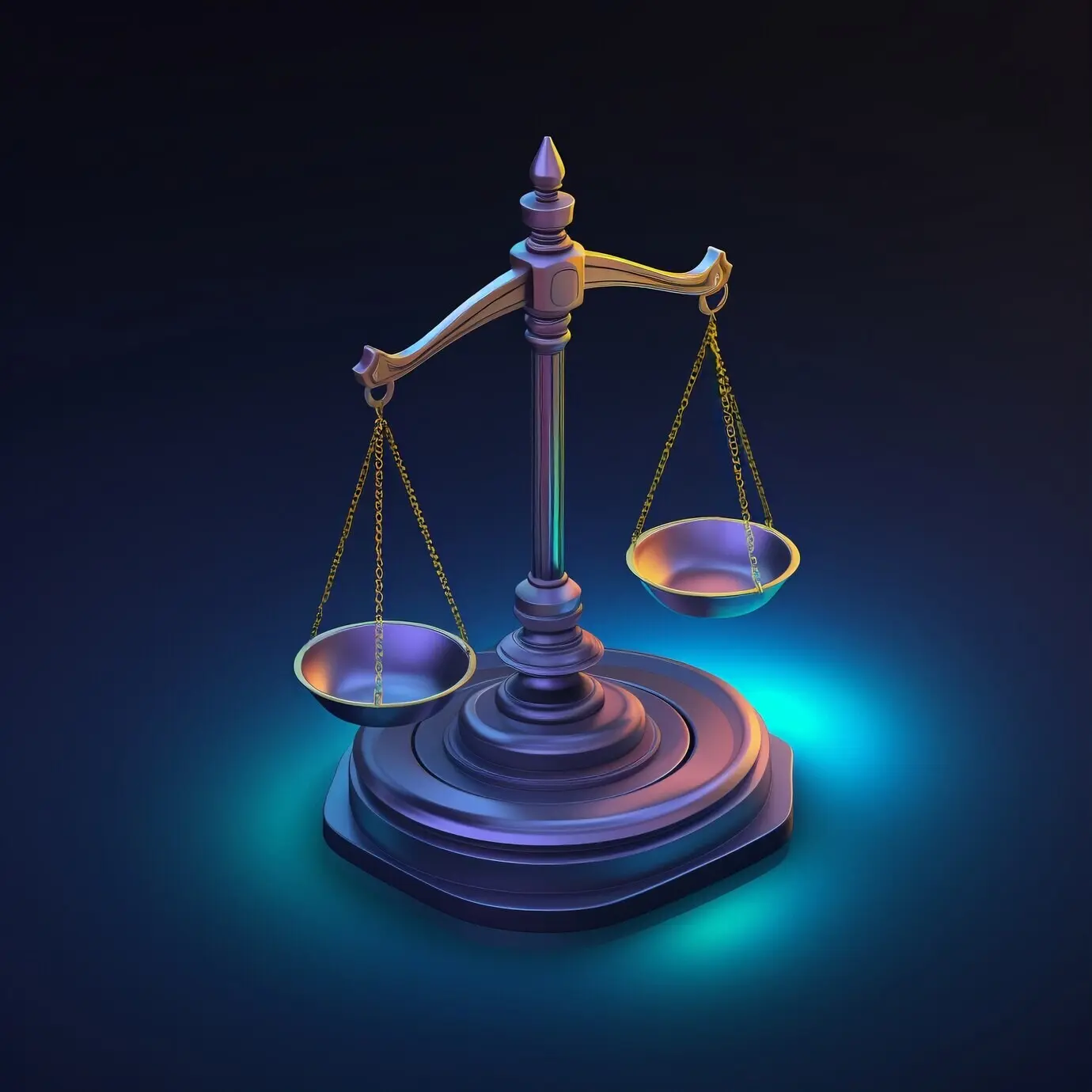 Вид на трехмерные весы правосудия